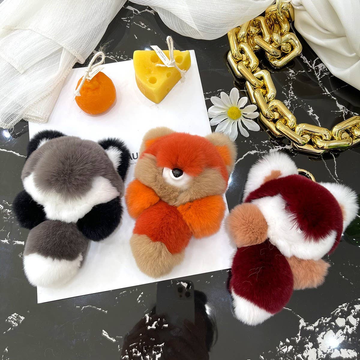 LITTLE FOX CAR KEYCHAIN PENDANT CUTE PLUSH DOLL