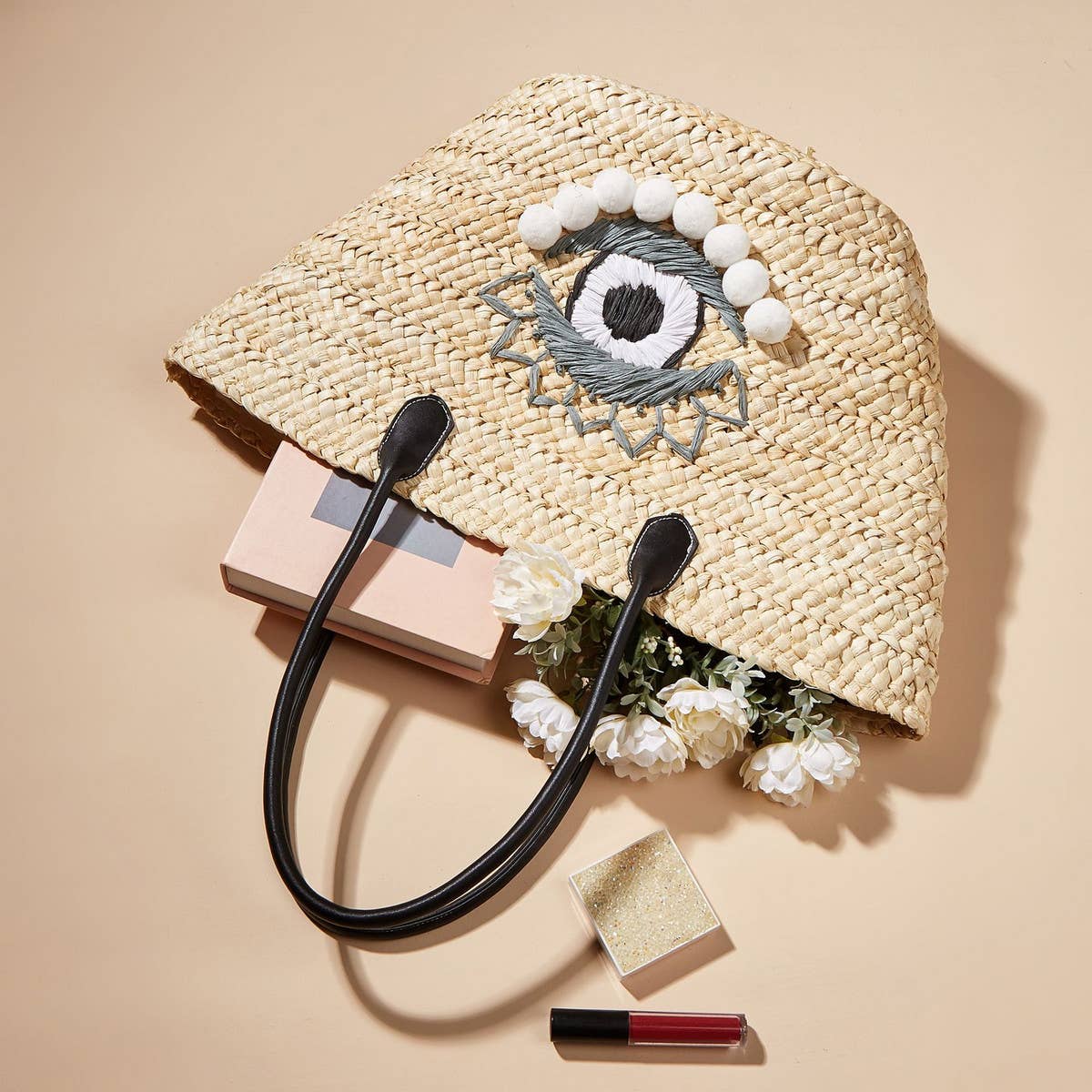 FASHION EYE PATTERN BEACH BAG WOVEN BAG_CWAB1983