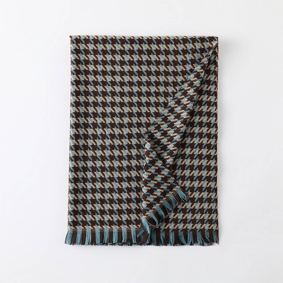 WINTER WARM LATTICE LARGE SCARF FRINGE SHAWL