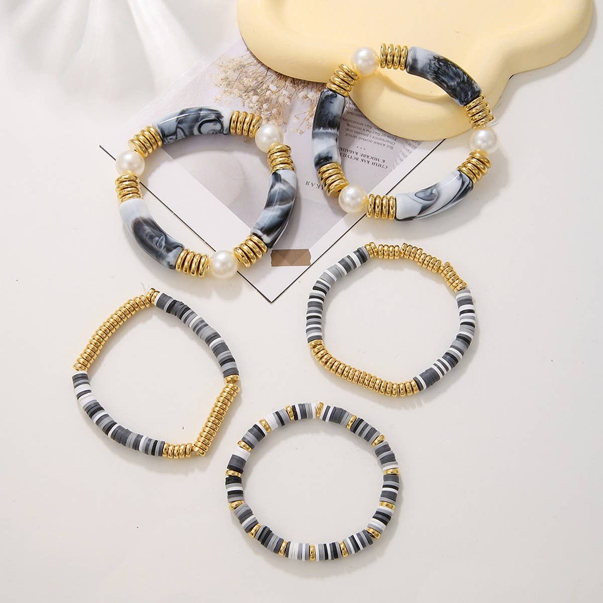 ETHNIC STYLE COLORFUL SOFT CLAY ACRYLIC BRACELETSET