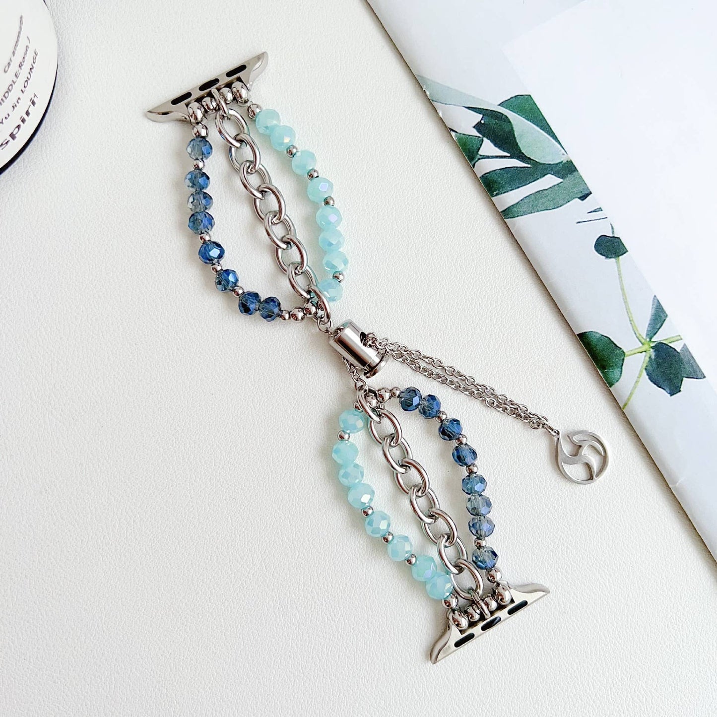 APPLE WATCH 9 STAINLESS STEEL BEADED BRACELET STRAP_CWWW0065
