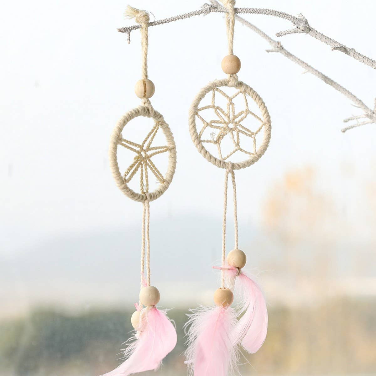 Plush Christmas Feather Tree Hanging Bell Decor_CWMM9796