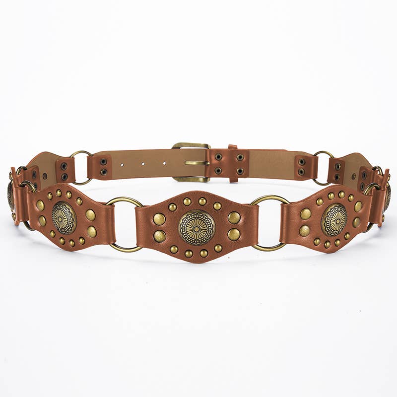 Retro American-style belt with spliced rivets