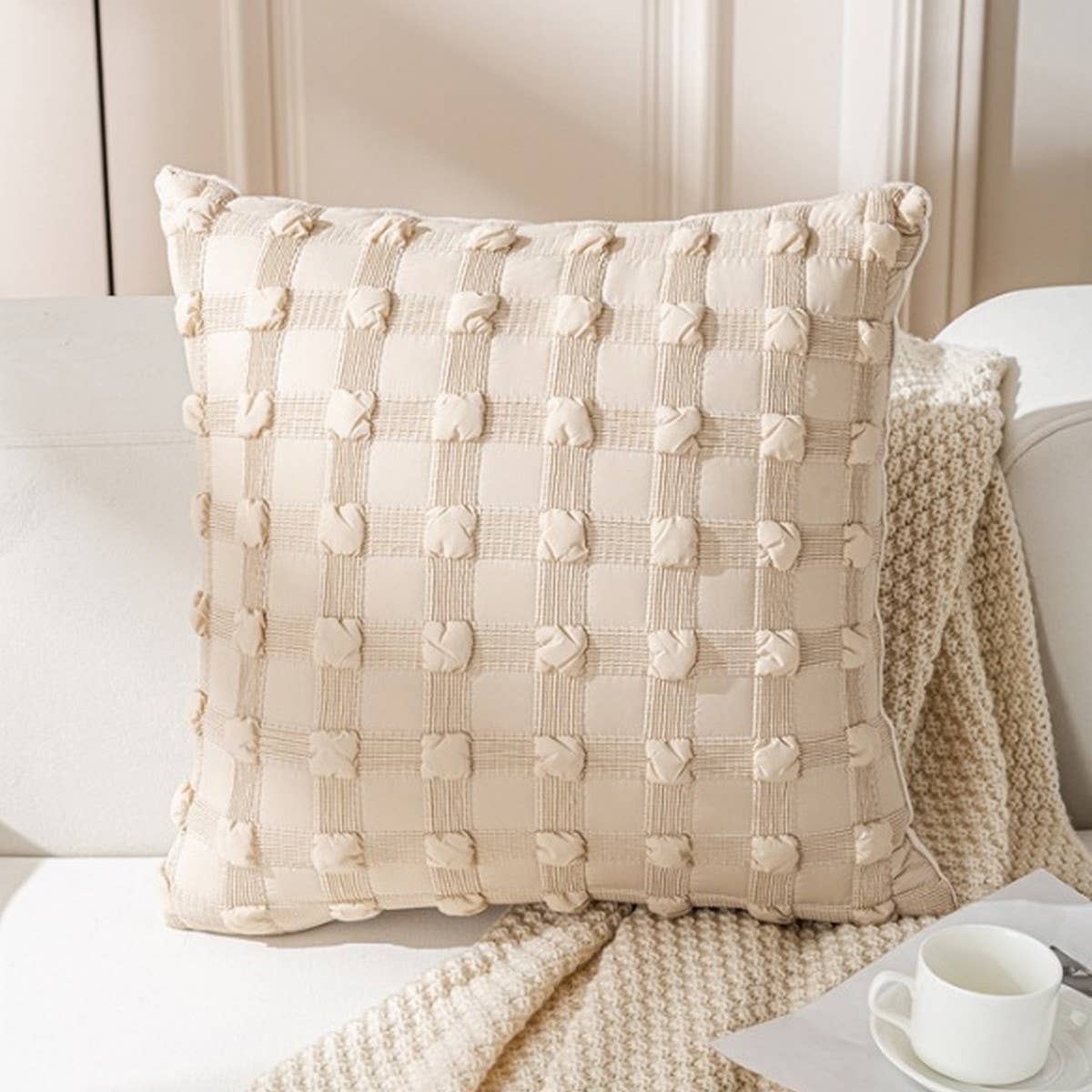 Cream Vintage Sofa Pillow Cover Waist Cushion