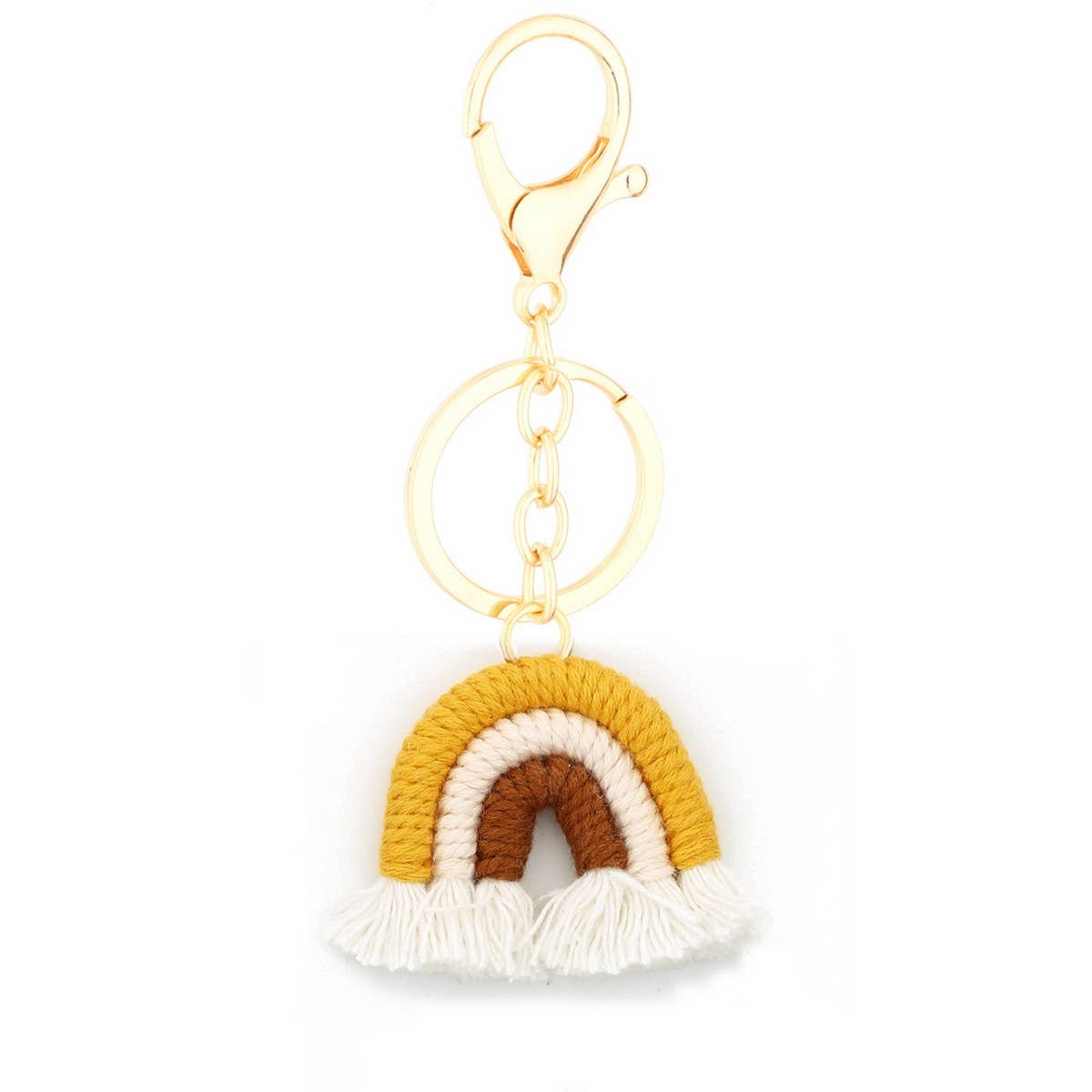 Handmade Cotton Keychain 3.8cm Rainbow Boho Pendant_CWAB5072