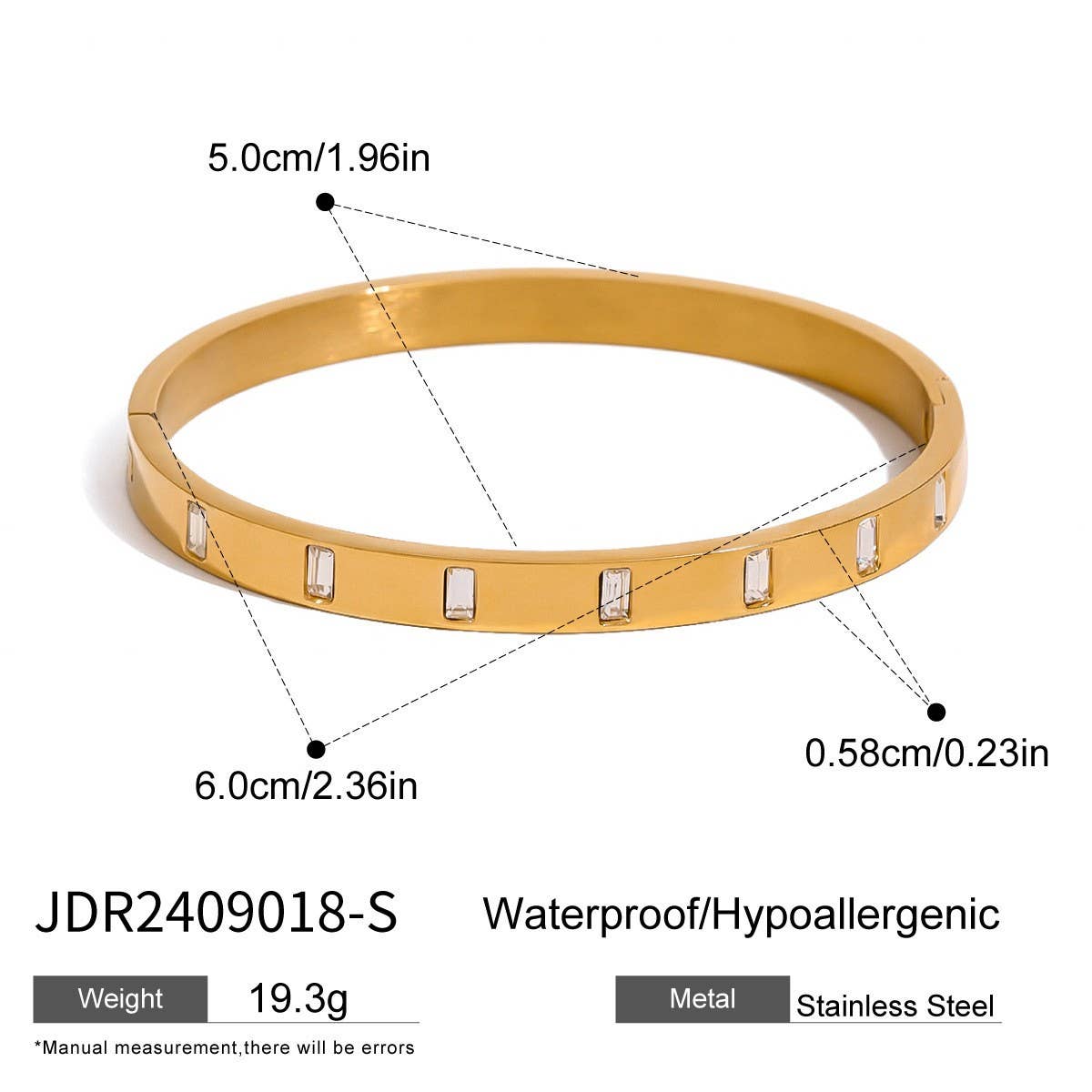 Zircon Clasp Bangle in Stainless Titanium Steel_CWAJE4875