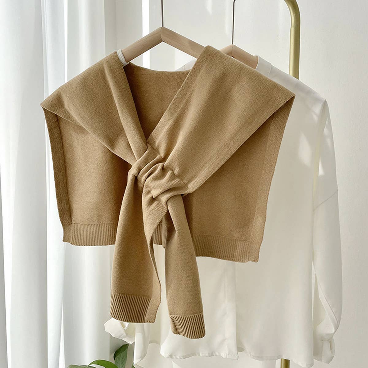 Solid Color Knitted Knotted Shawl??œCasual & Cozy _CWASC0757