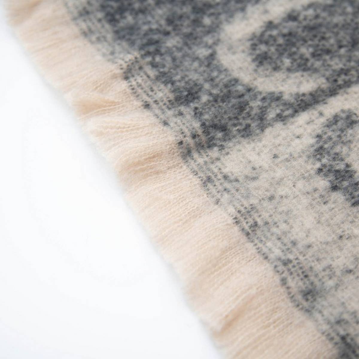 Letter Jacquard Scarf ? Winter Short Fringe Wrap