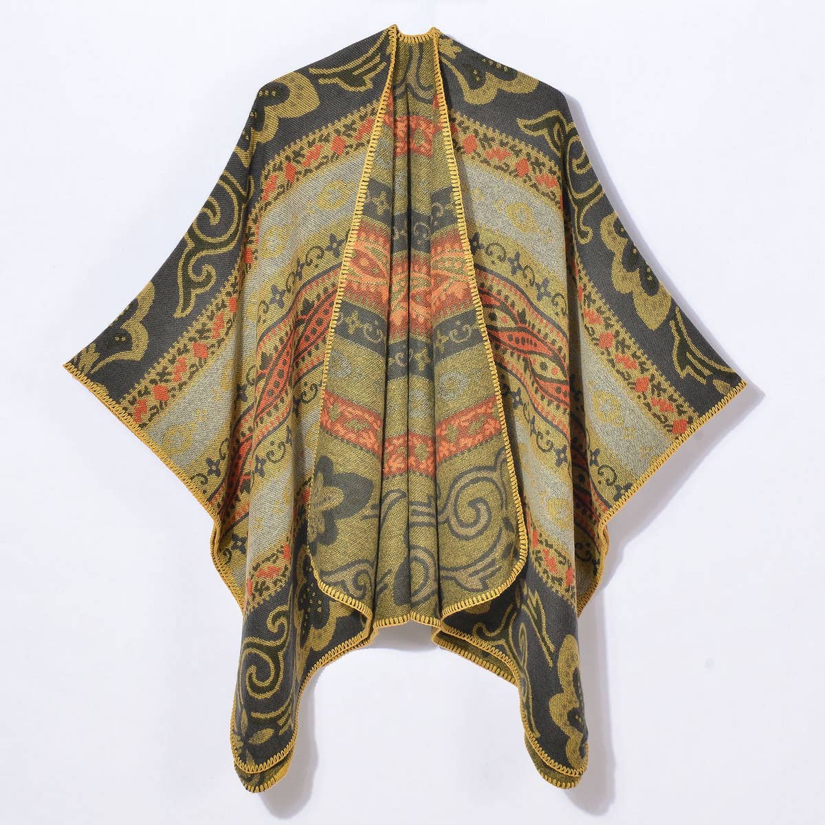 VINTAGE INTERWOVEN VINE FLOWER WARM SHAWL