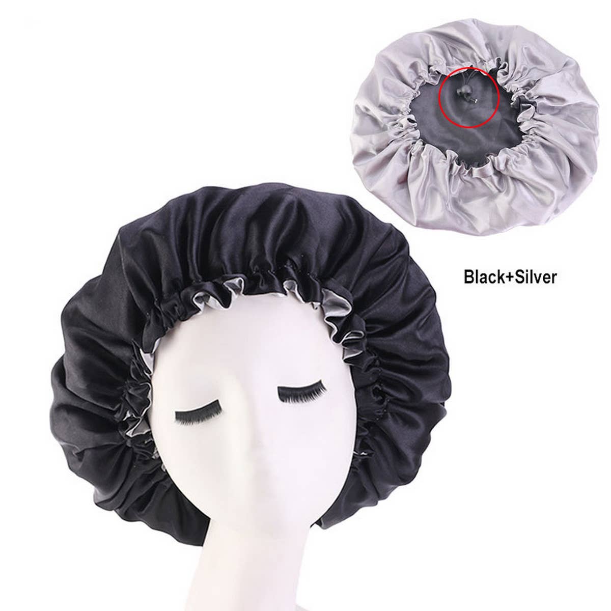 TRENDY DOUBLE LAYER SATIN NIGHTCAP_CWAH1481