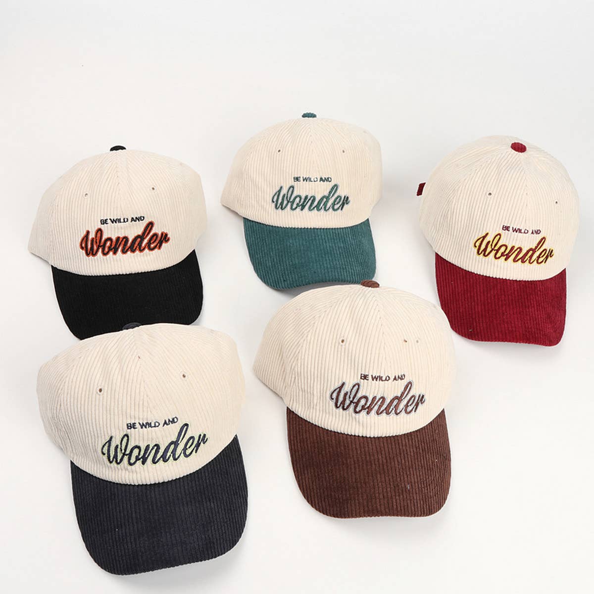 Corduroy Colorblock Baseball Cap - Unisex Hat CWAH1148