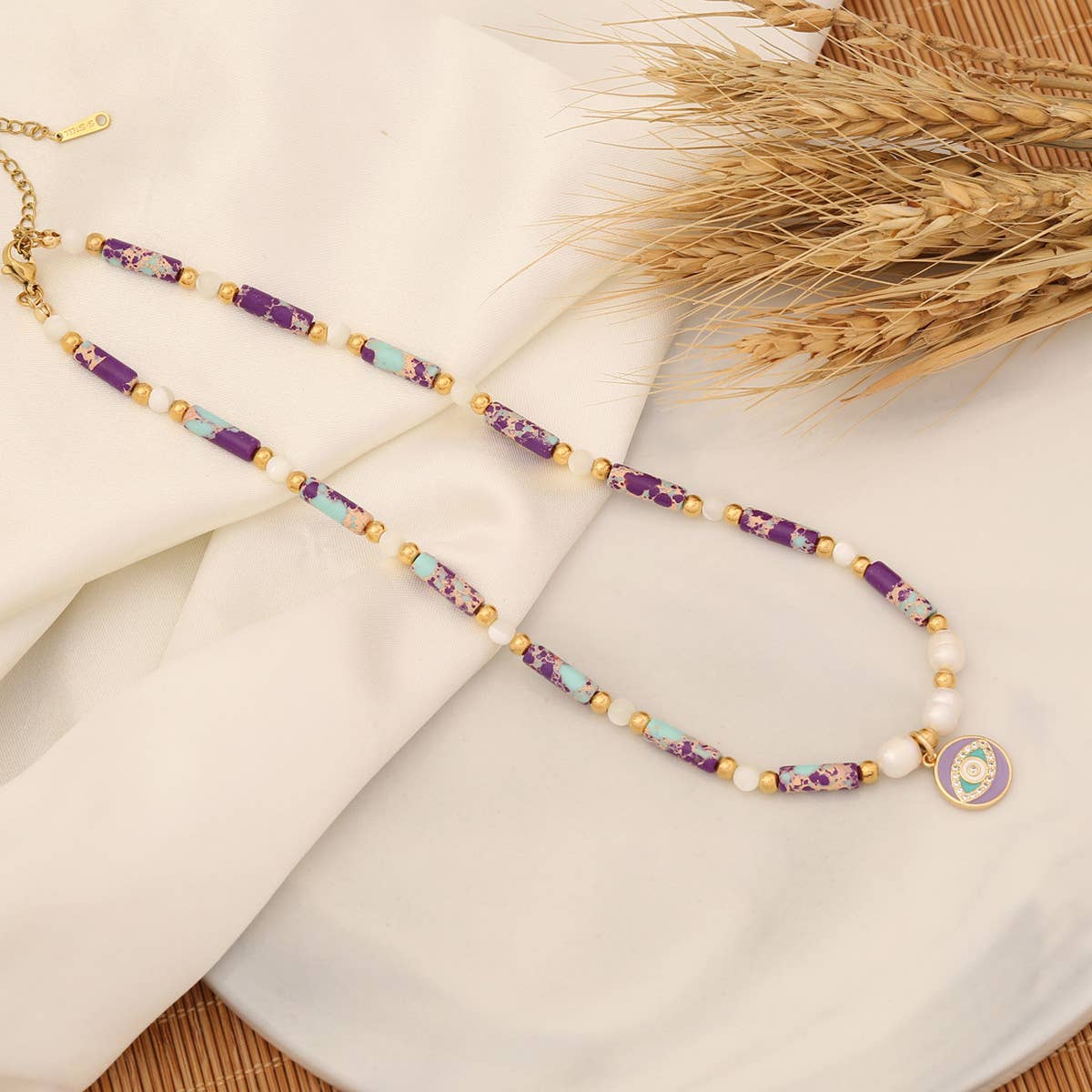 FASHION NATURAL STONE EYE PENDANT NECKLACE_CWAJE0638
