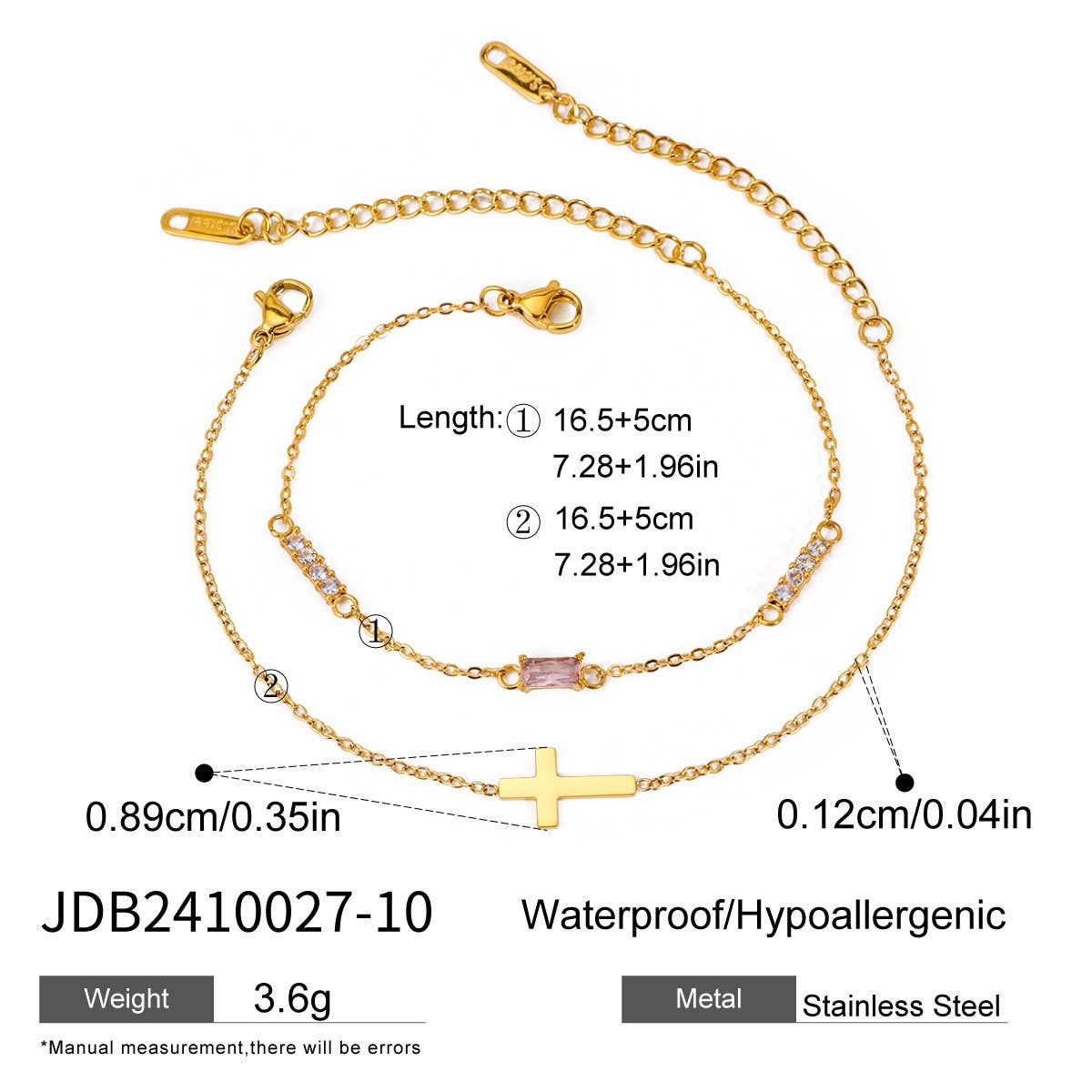 Titanium Double Layer Zodiac & Cross Bracelet