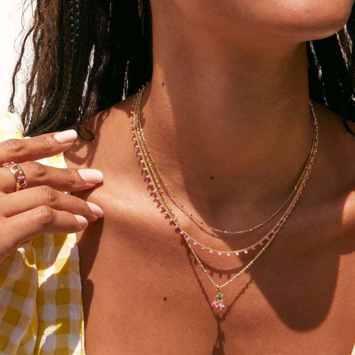 Simple fruit zircon clavicle necklace_CWMM5308
