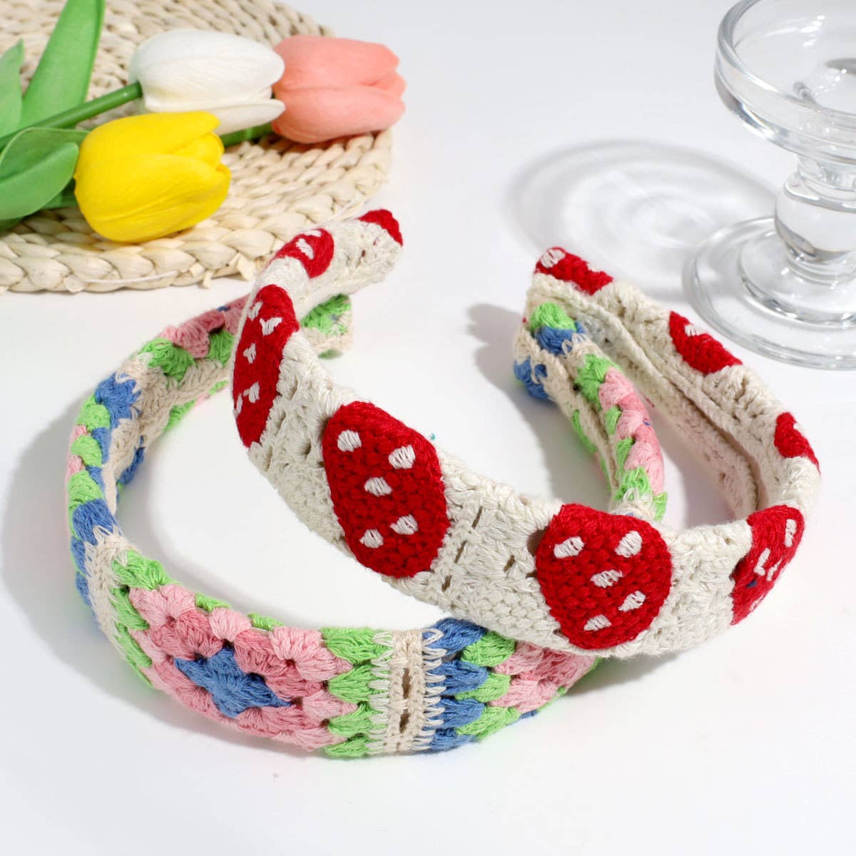 KNITTED COLOR MATCHING SWEET WIDE BRIM HEADBAND