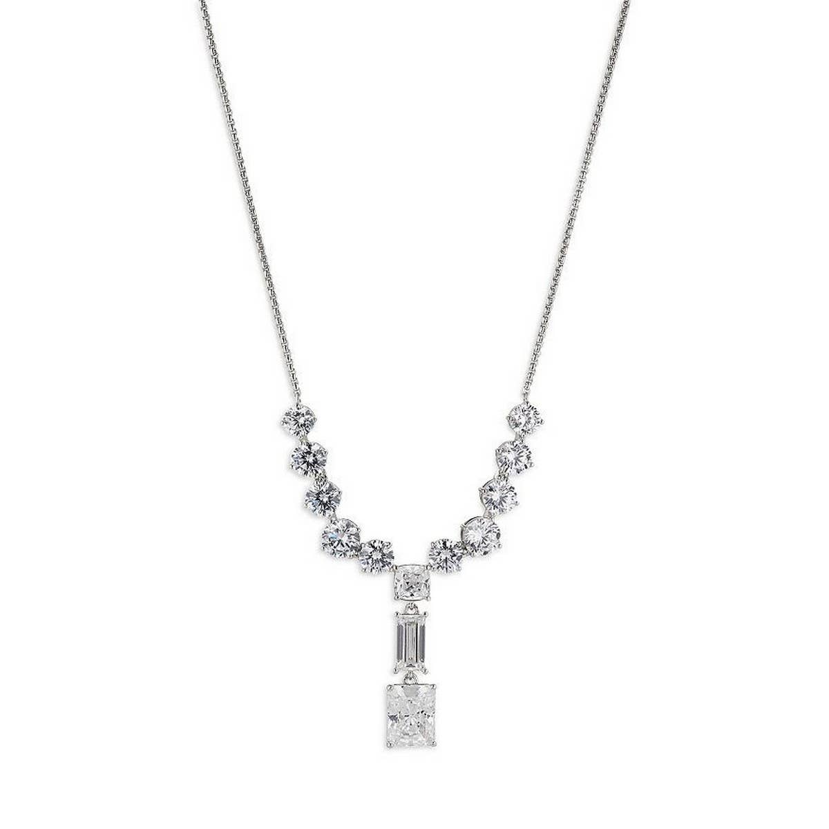 Zirconia Oval Round Pendant Necklace_CWMM5291