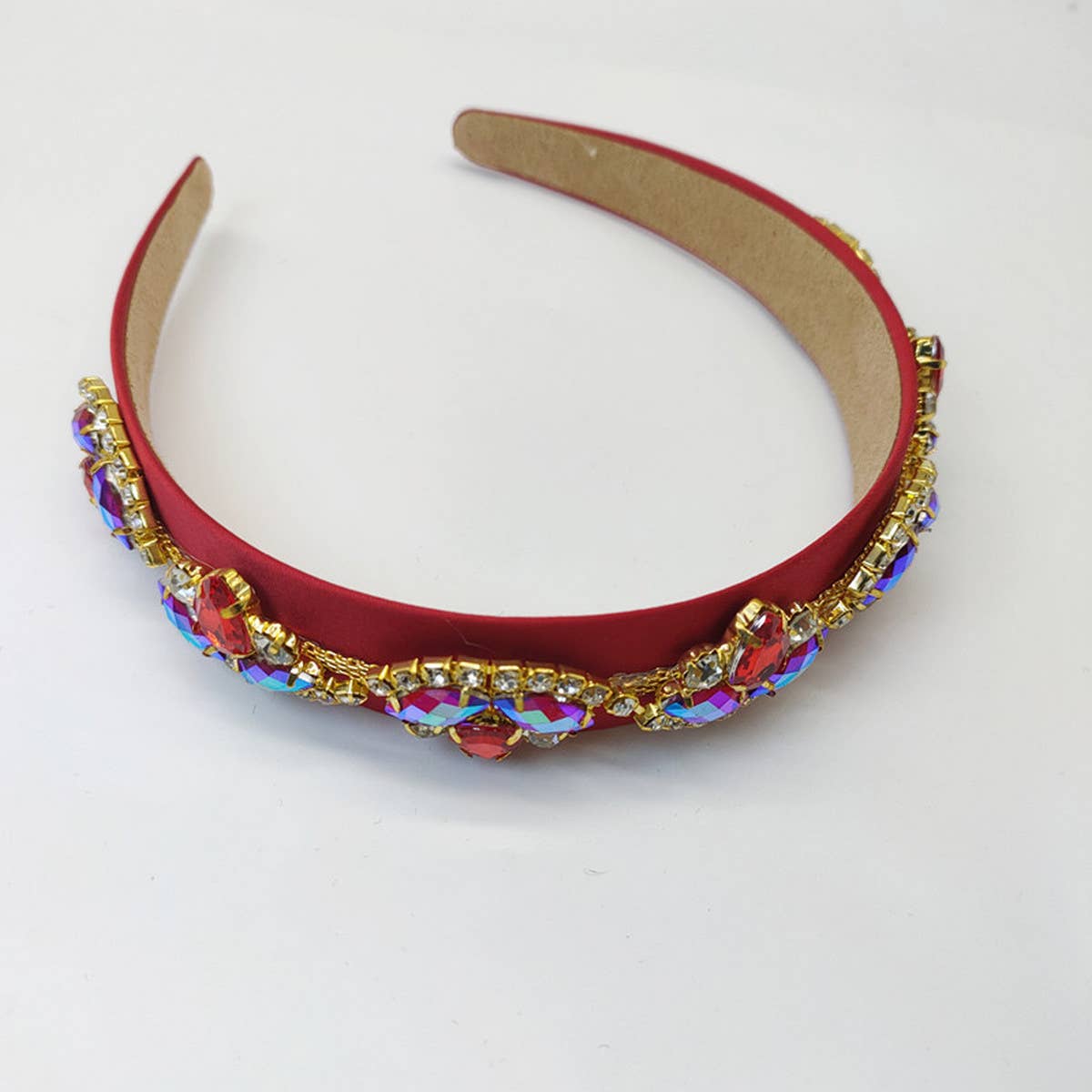 WIDE-BRIMMED HANDMADE RHINESTONE HEADBAND