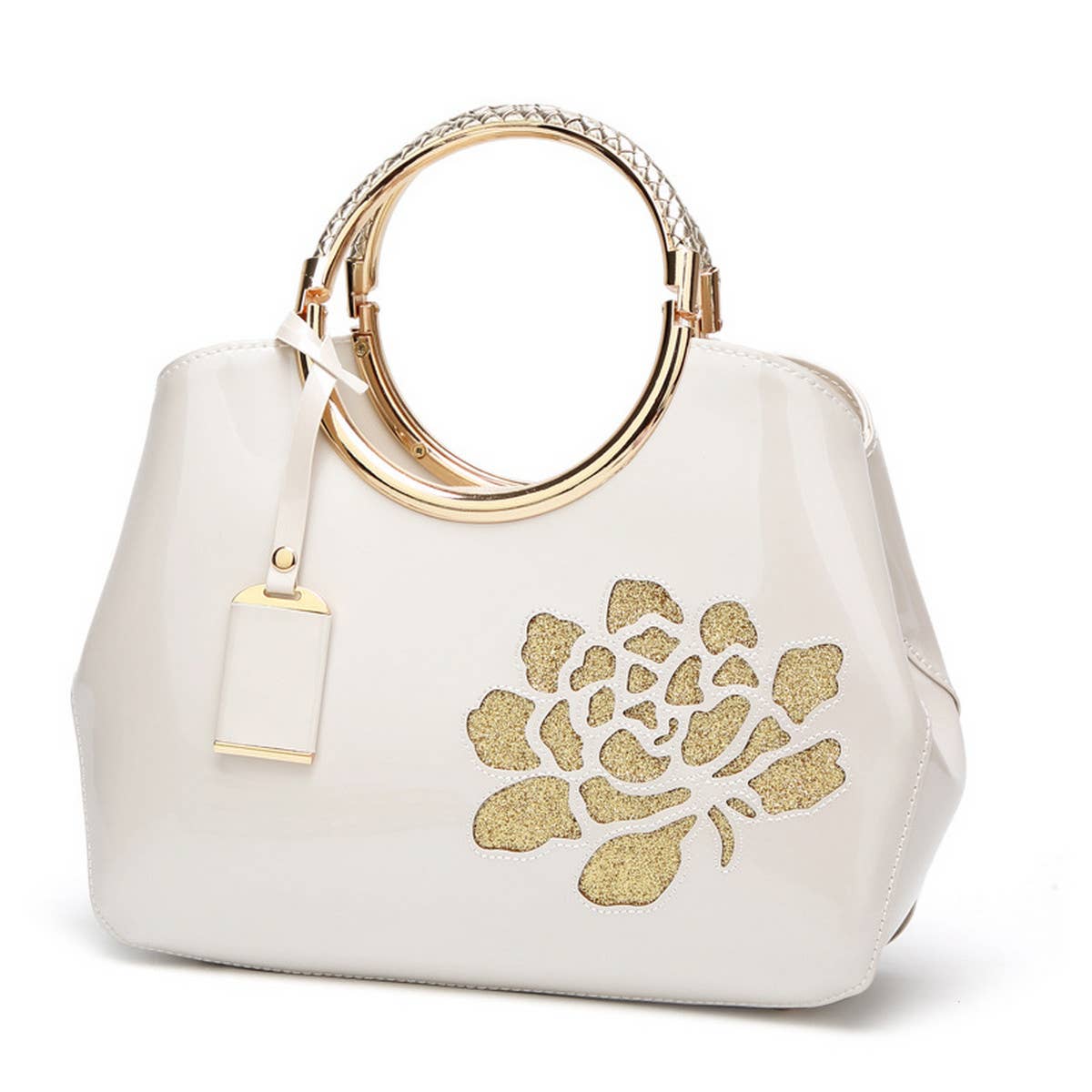 VINTAGE PRINT SHINY SHELL TOTE BAG_CWAB2640
