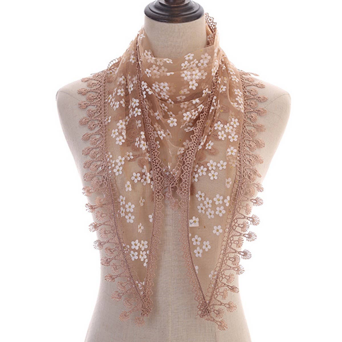 SOLID COLOR TASSEL FLOWER TRIANGLE LACE VEIL_CWMM1987