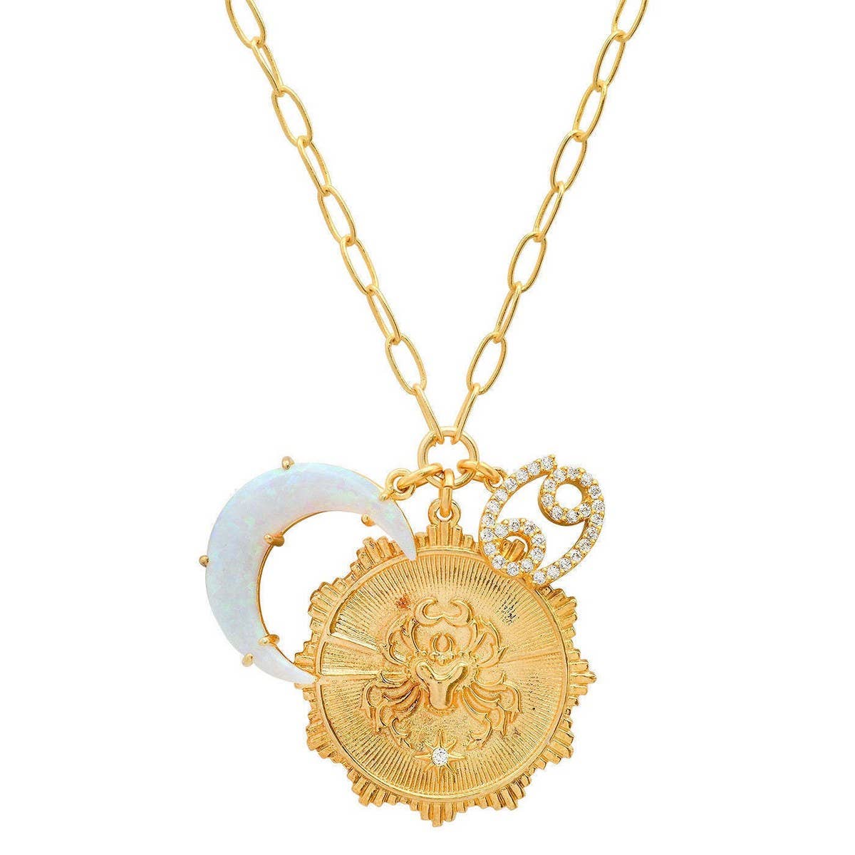 Micro-paved Zirconia Zodiac Pendant Necklace
