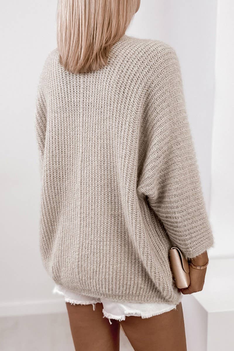 CWOCAL00720_SOLID LOOSE CASUAL OPEN FRONT KNIT CARDIGAN