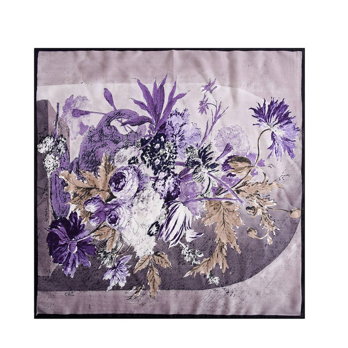 CWASC2400_COLORBLOCK LANDSCAPE RETRO ARTISTIC SILK SCARF