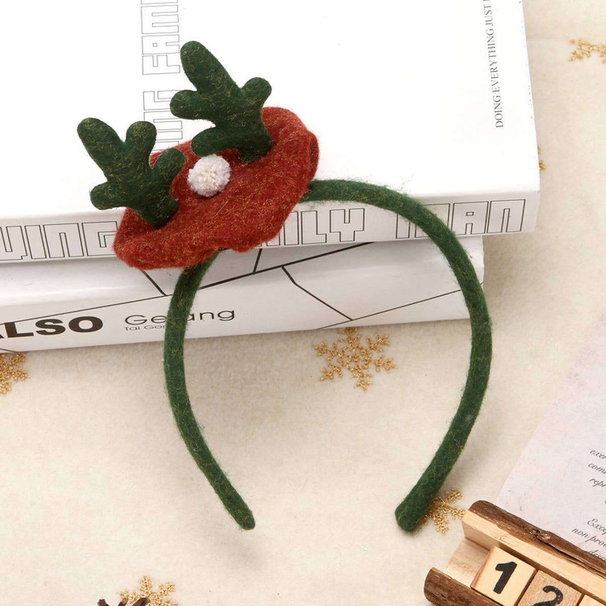 CWMM10425_PLUSH REINDEER ANTLER HEADBAND CHRISTMAS COSTUME