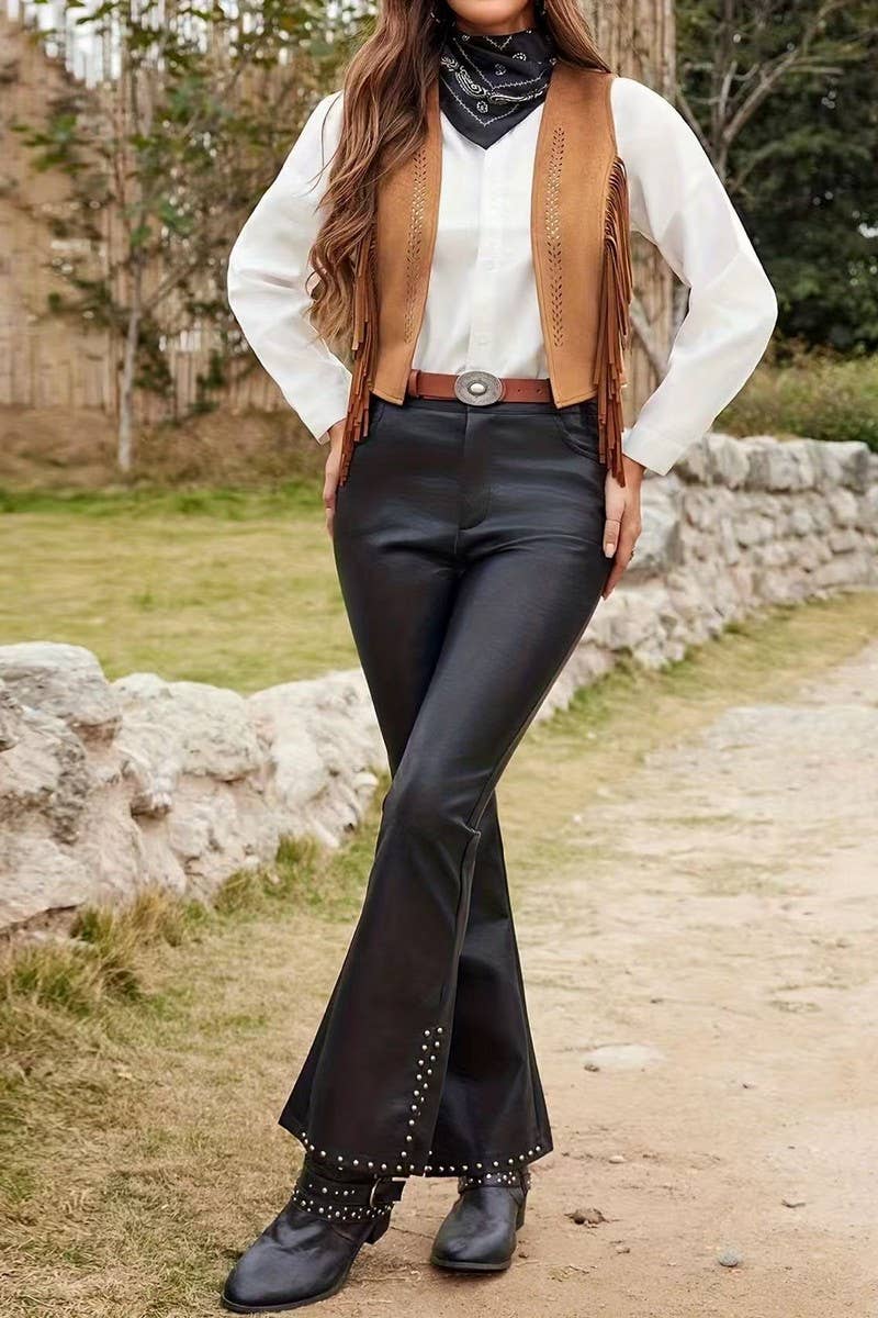 CWOCASL0056_SUMMER RETRO SHORT TASSEL SLEEVELESS VEST