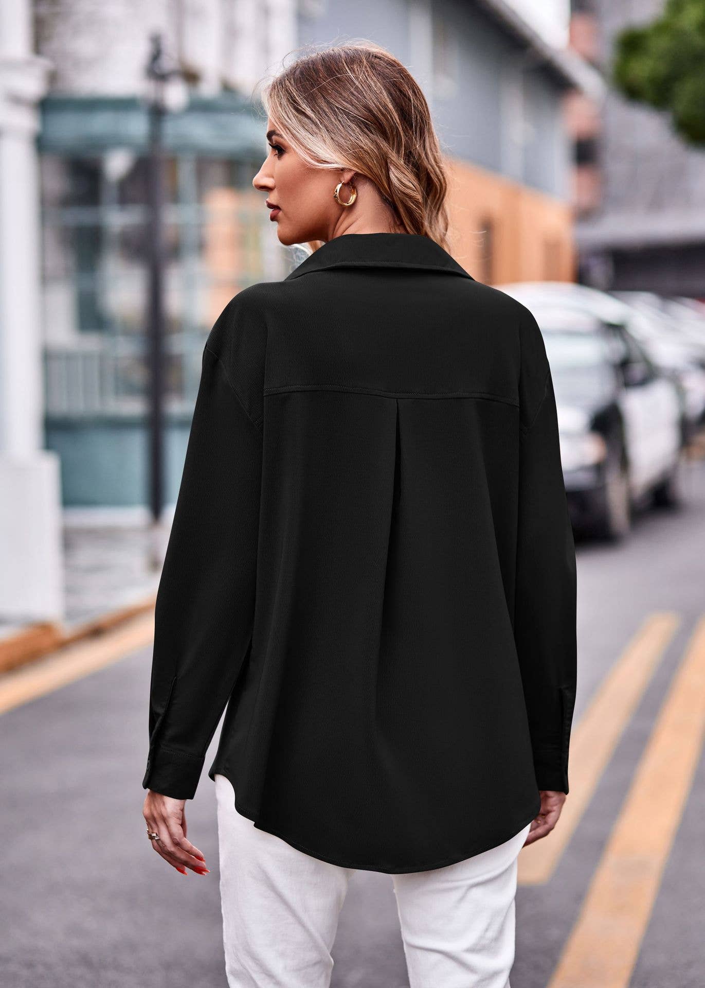 Commuter solid color single-breasted shirt