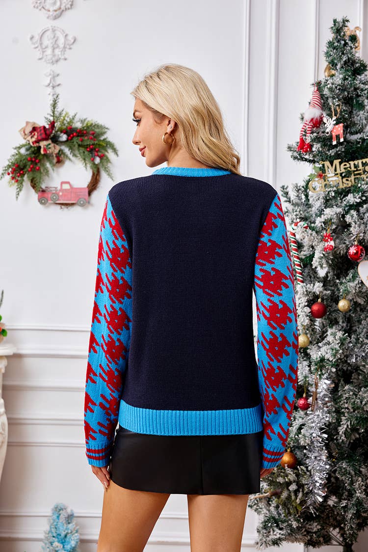 CHRISTMAS SEQUIN EMBROIDERED JACQUARD SWEATER