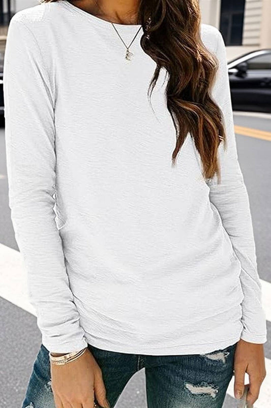 CWTBLL01154_ROUND NECK LONG SLEEVE COTTON SLIM TEE