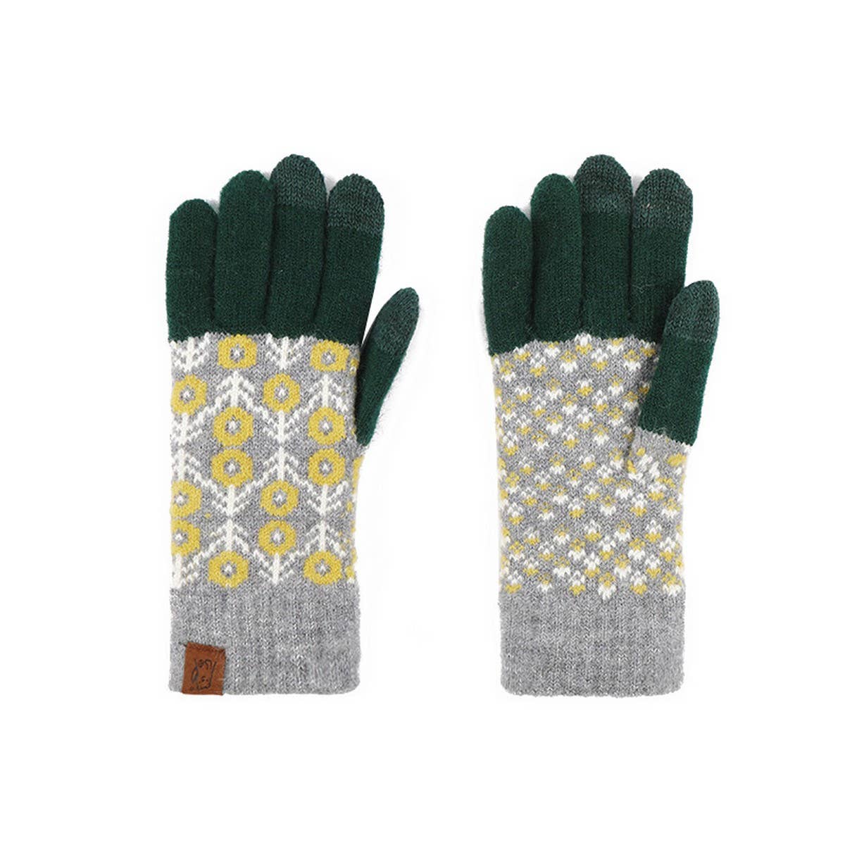CONTRAST COLOR WOOL KNITTED JACQUARD WARM GLOVES