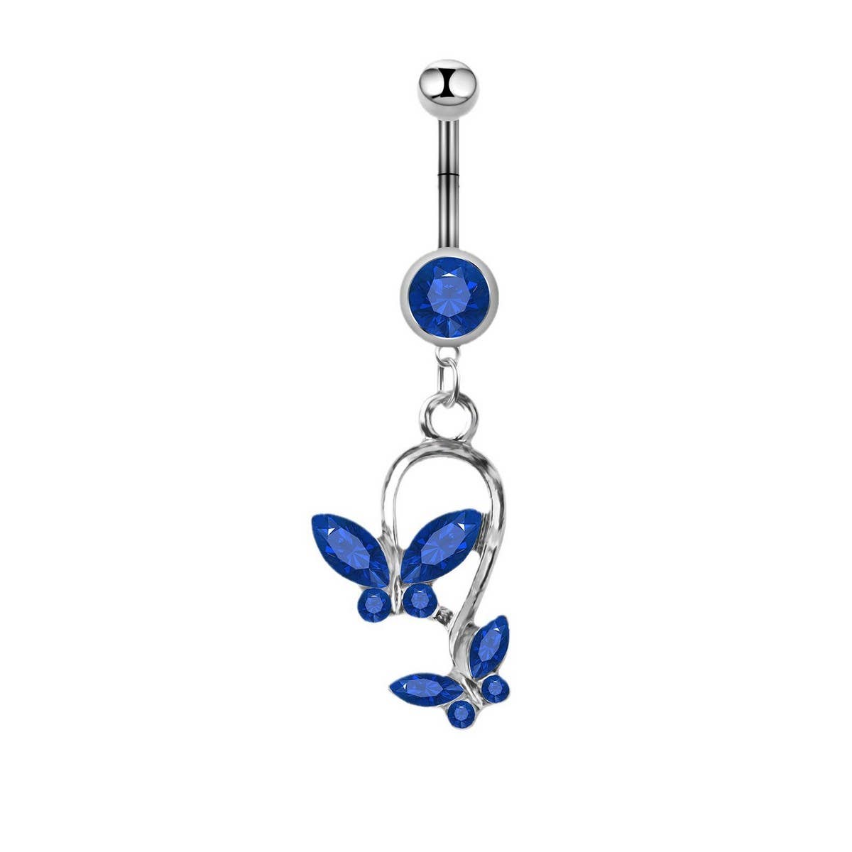 Double Butterfly Copper Zircon Belly Button Ring