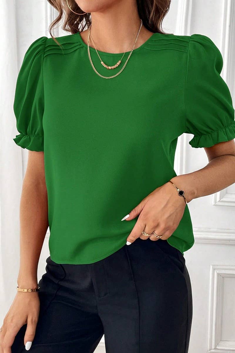 CWTTS1374_SUMMER FASHION TEMPERAMENT ROUND NECK SHIRT