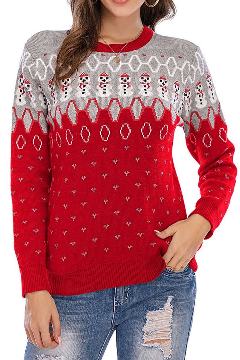 Classic Christmas Snow Man pullover crew-neck base