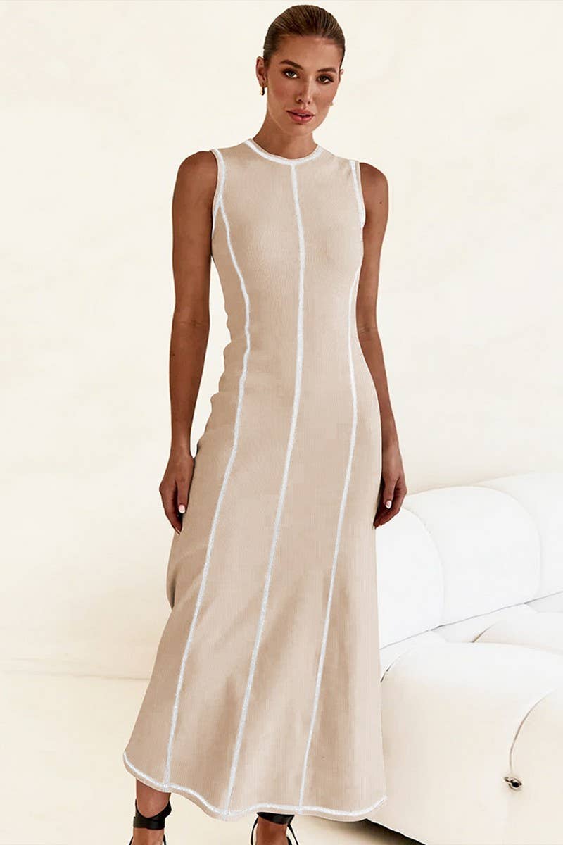 CWDMD6150_VINTAGE FRENCH SLEEVELESS A-LINE DRESS