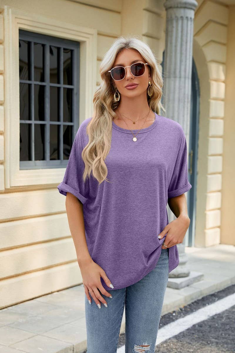 CWTTS1083_ROUND NECK SHORT SLEEVE BAGGY TOP
