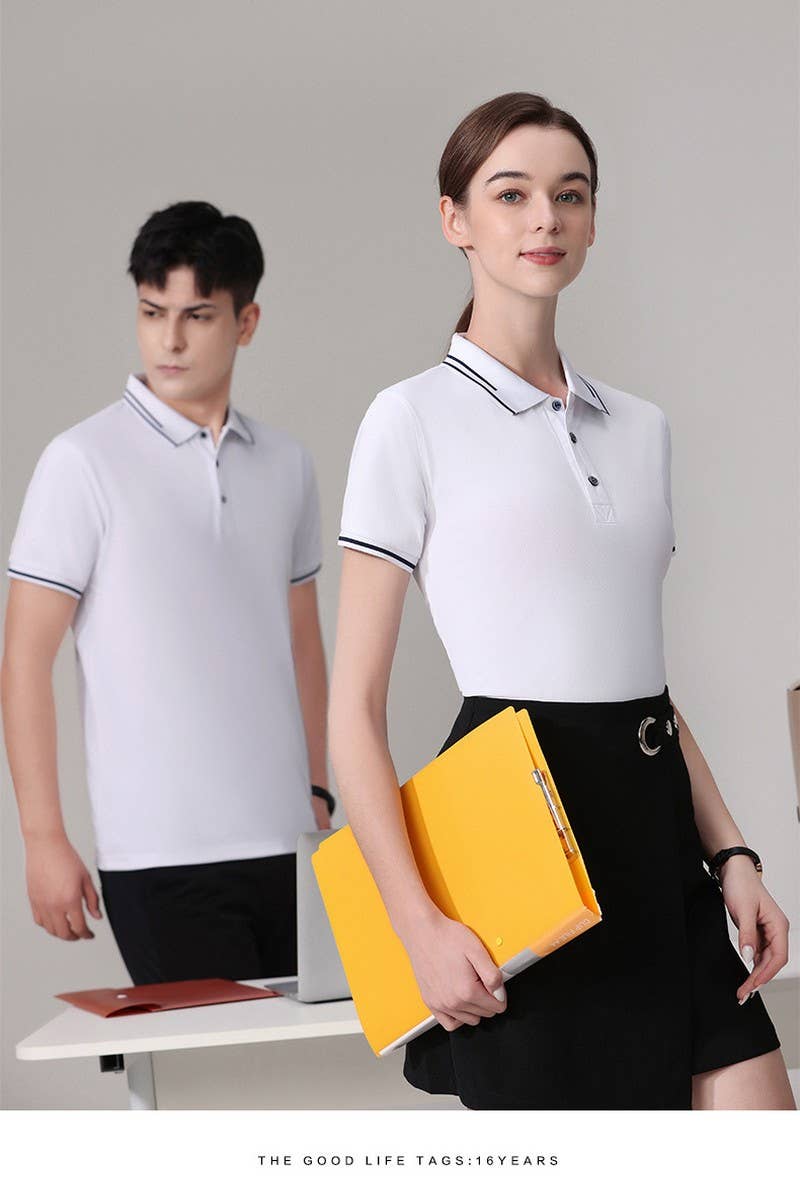 CWTBLS02416_COLLARED CUSTOM LOGO SHORT SLEEVE POLO SHIRT