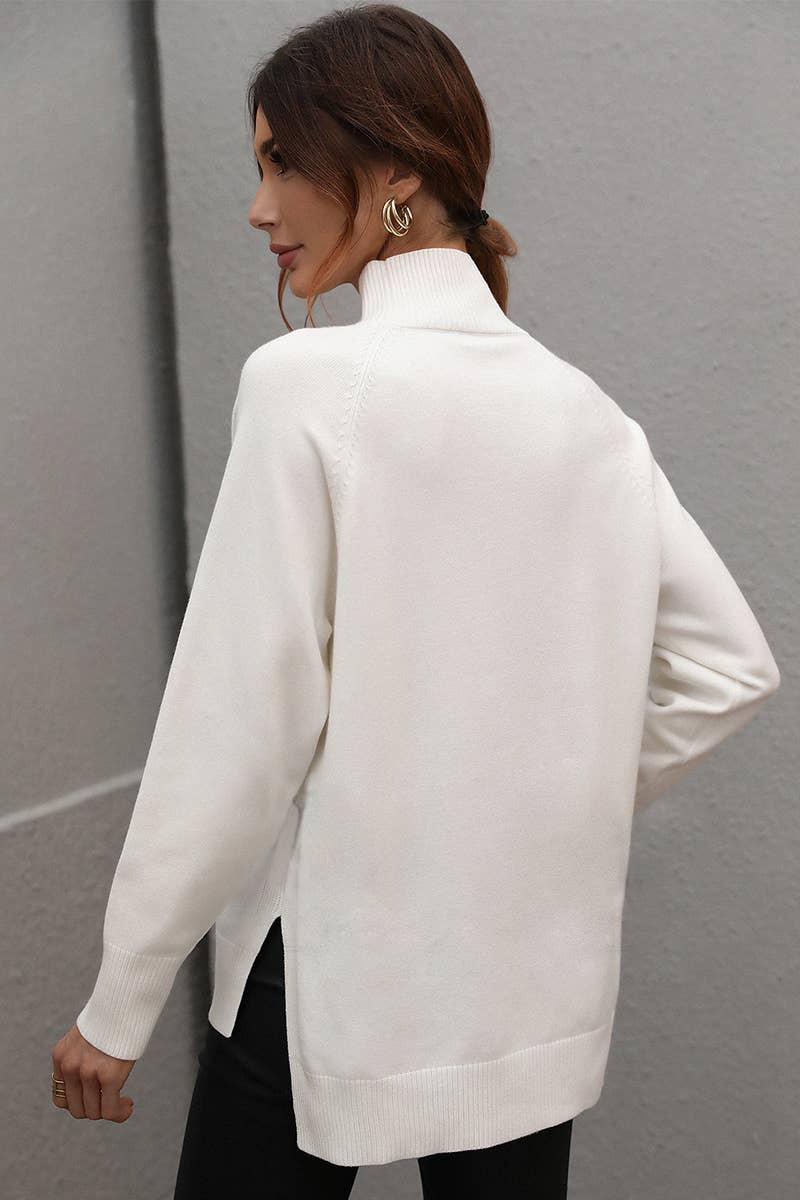 CWOSWL612 Turtle Neck Pullover With Side Slit Sweater