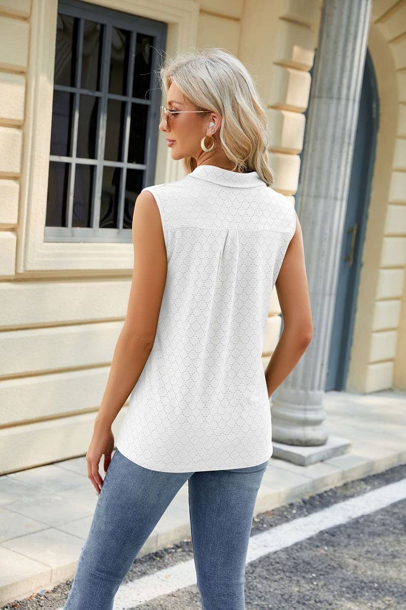 CWTTSL0236_V-Neck Sleeveless Knit Top