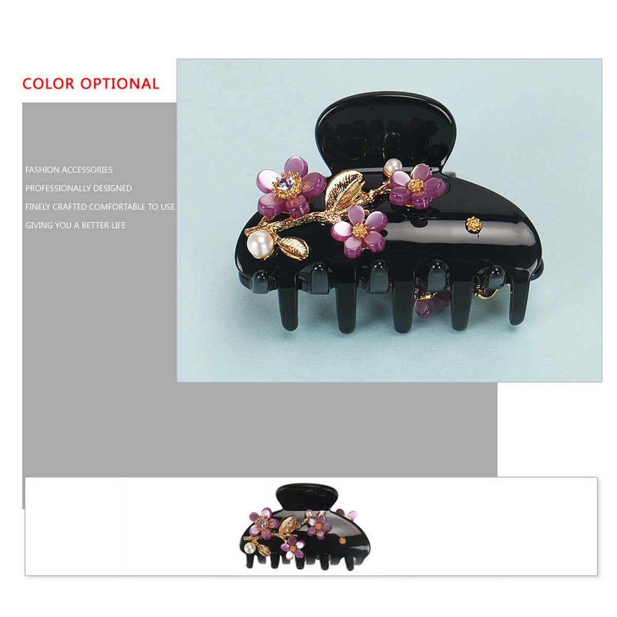 HAIR GRAB ACETATE FLOWER MEDIUM HAIR GRAB