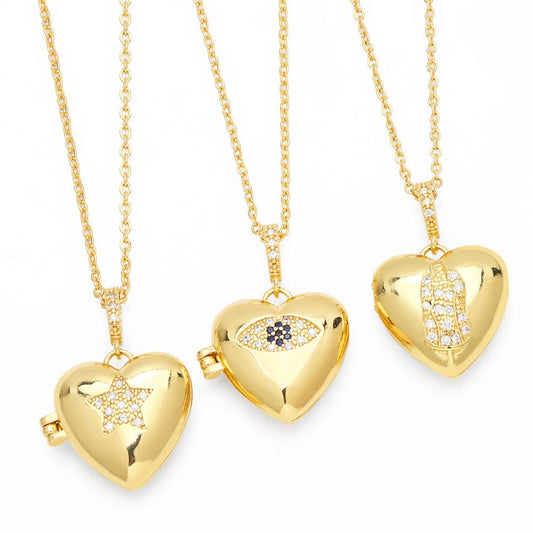 GOLD HEART SHAPED PENDANT NECKLACE