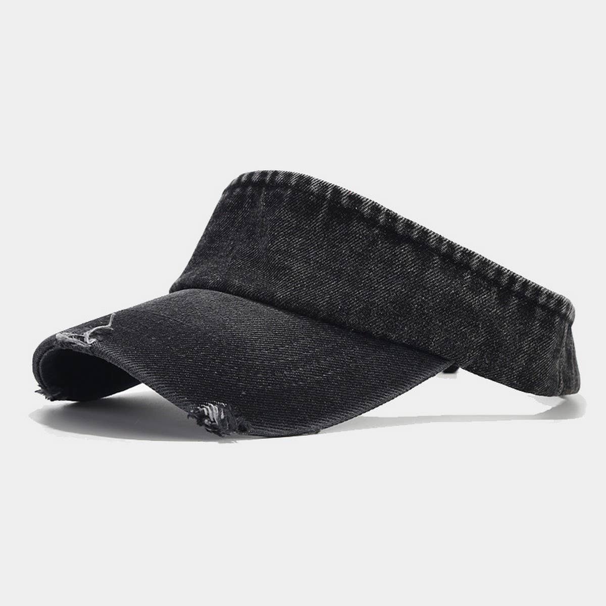Distressed Denim Visor Hat - Vintage Sunshade Cap_CWAH3286