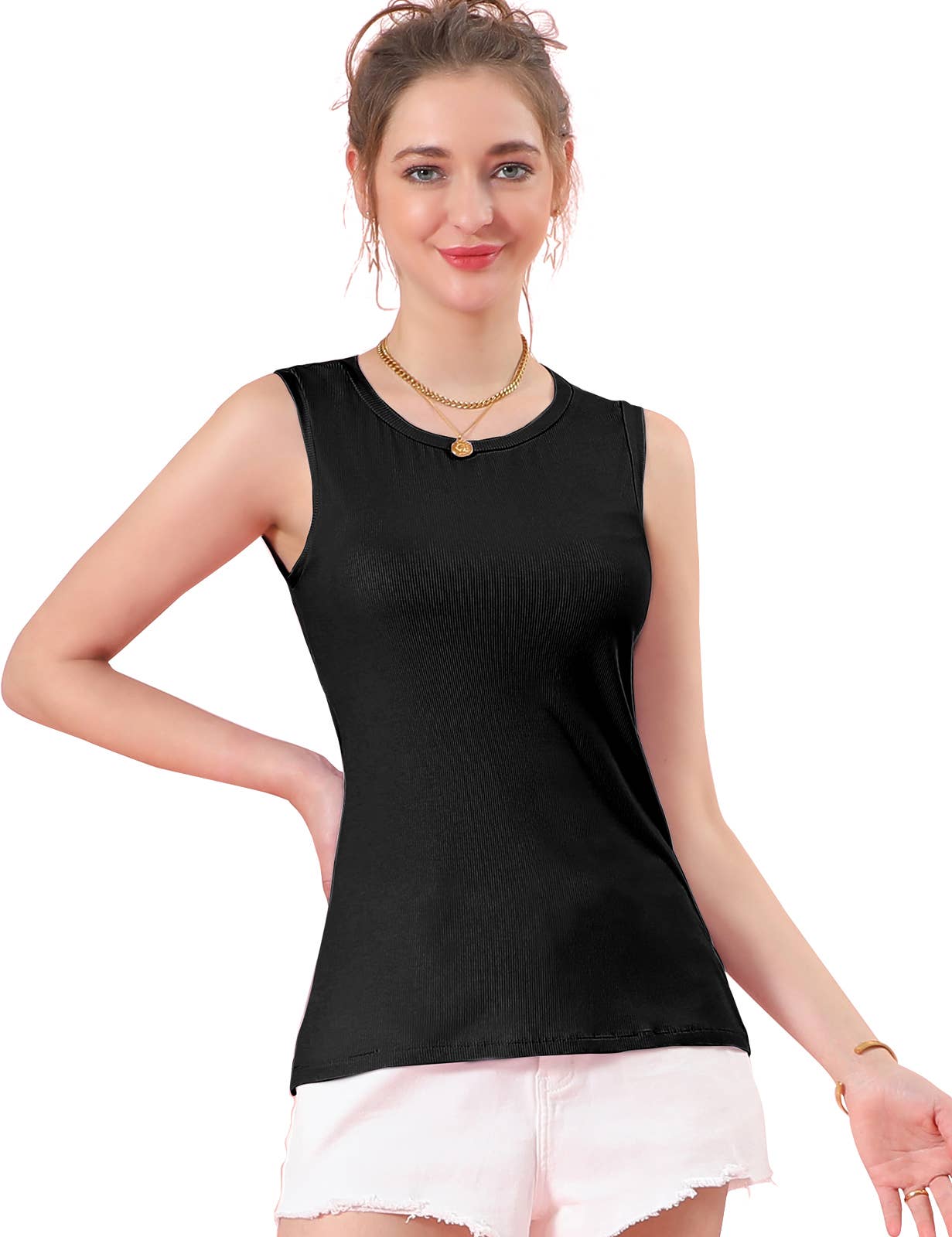 CWTTSL201_ROUND NECK OPEN-BACK T SHIRT TANK TOP