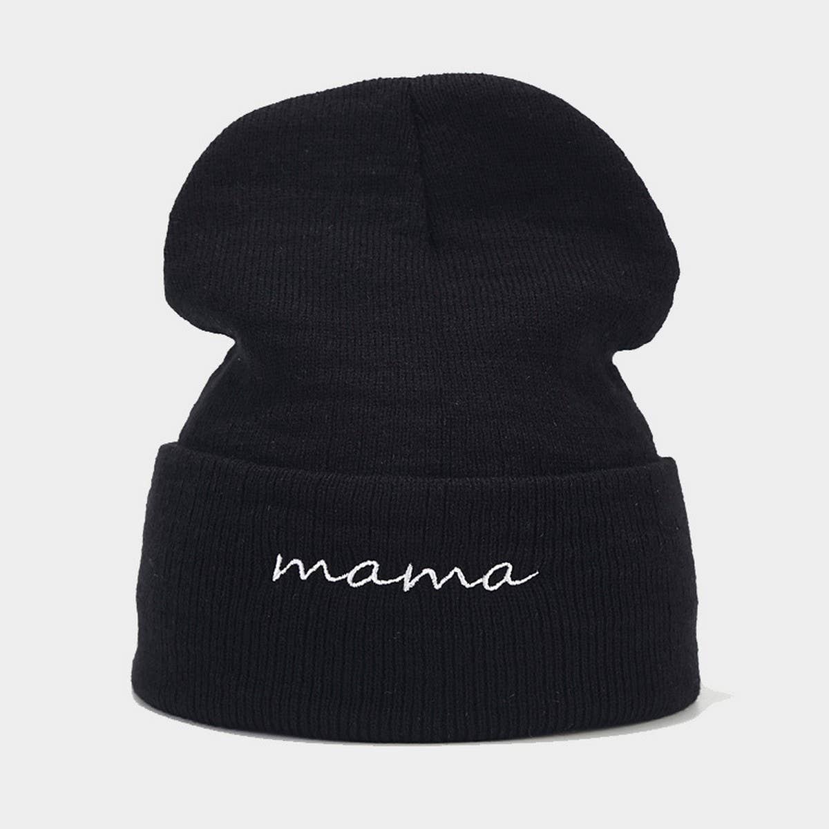 MOM  DAD COUPLE KNITTED HAT WITH LETTER EMBROIDERY_CWAH2071