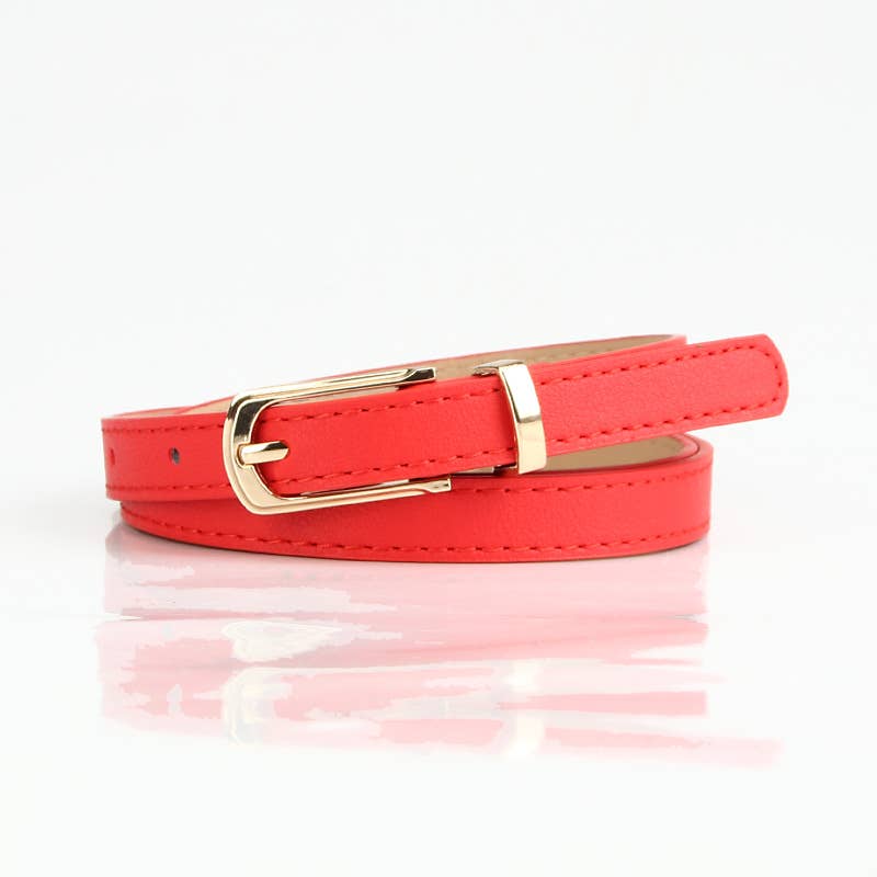 Multi-color alloy pin buckle thin waist belt