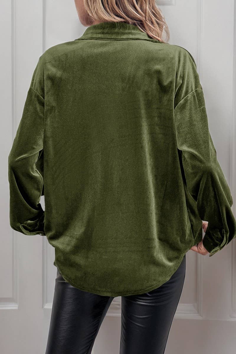 CWTBLL3702_AUTUMN CASUAL SOLID COLOR SINGLE BREASTED SHIRT