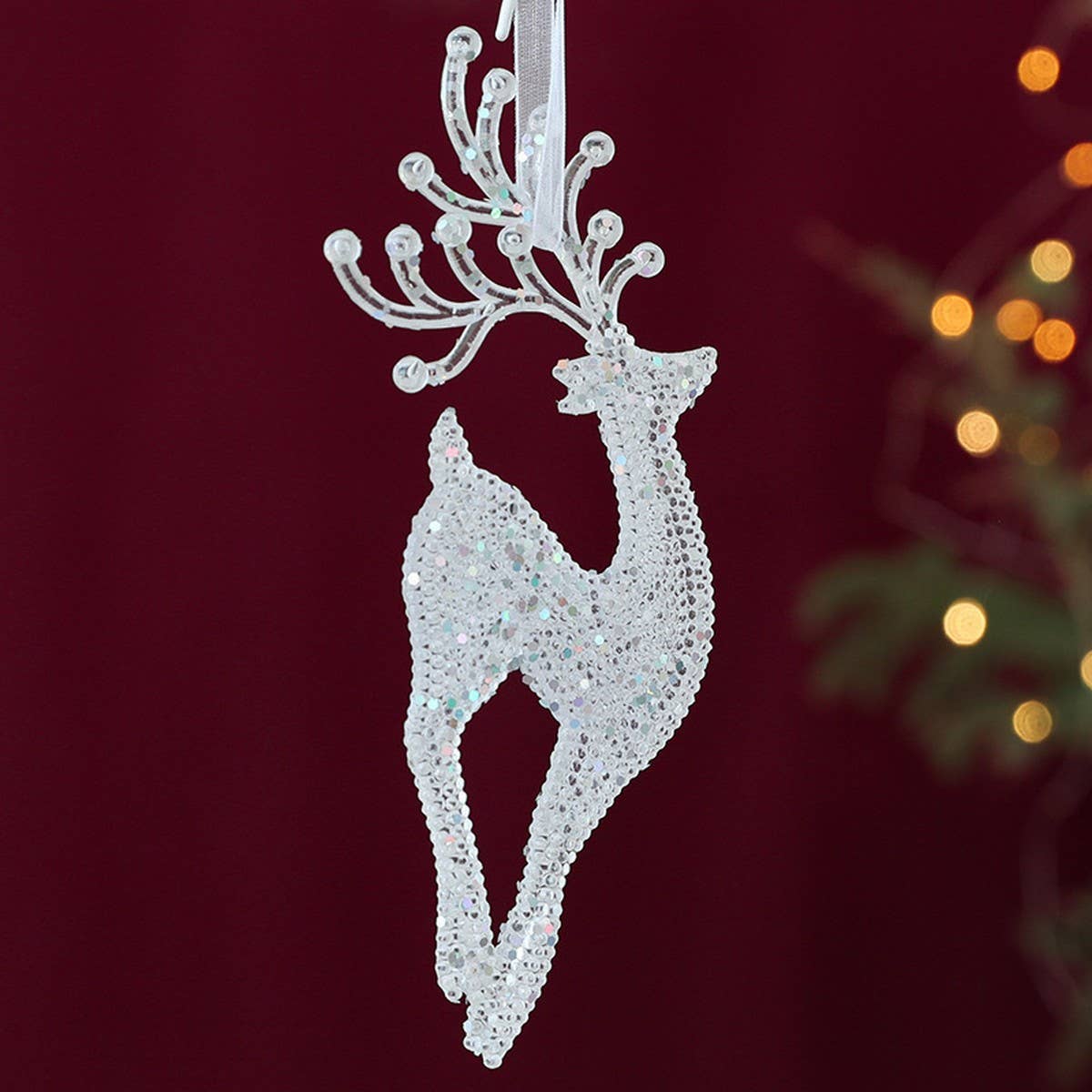 Transparent Xmas Tree Snowflake Reindeer Ornament
