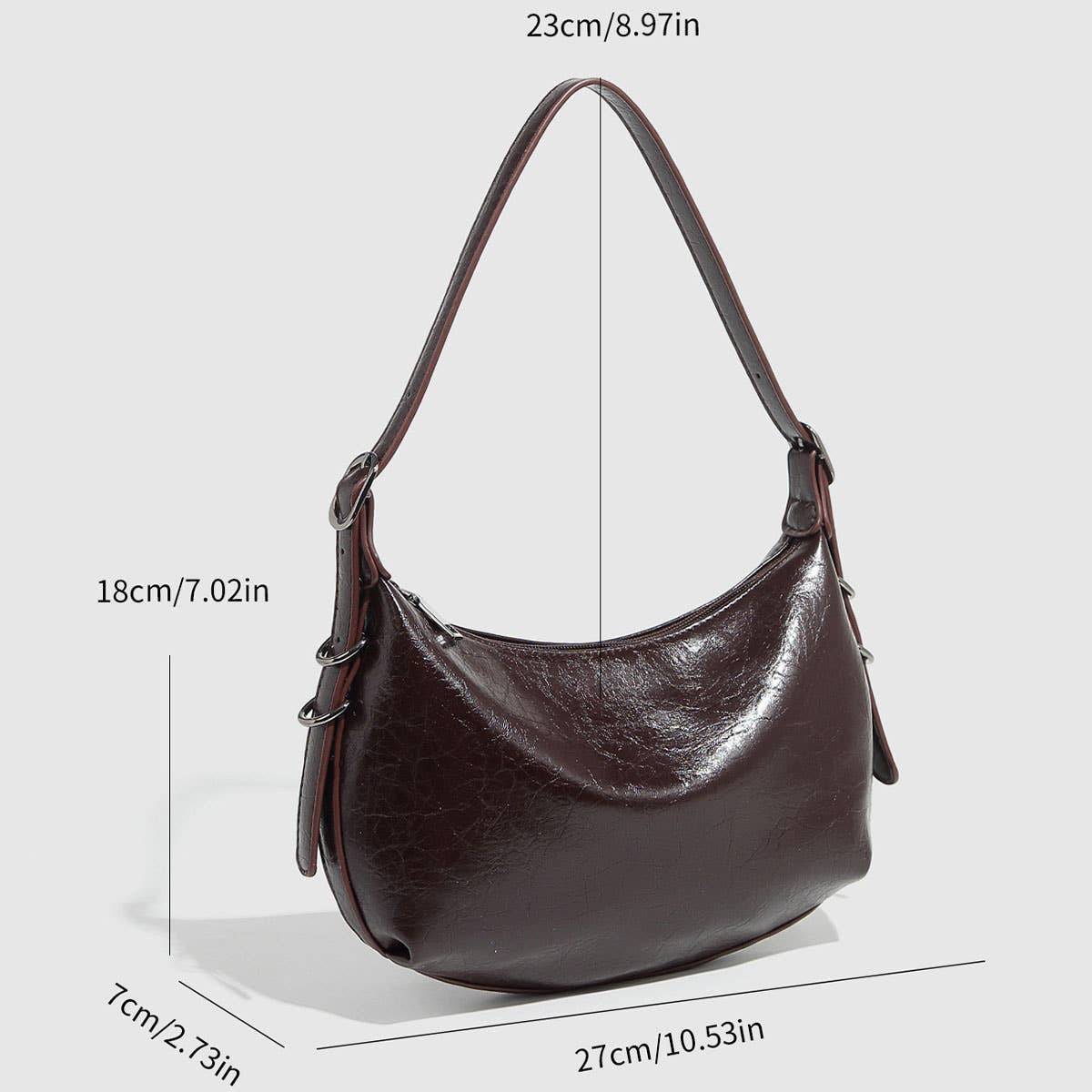 Metallic Soft Leather Biker Shoulder Bag_CWAB5708