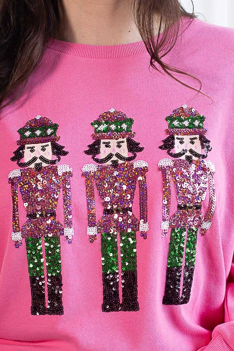 CWTBLL01227_CHRISTMAS SEQUINED CREW NECK LONG SLEEVE TOP